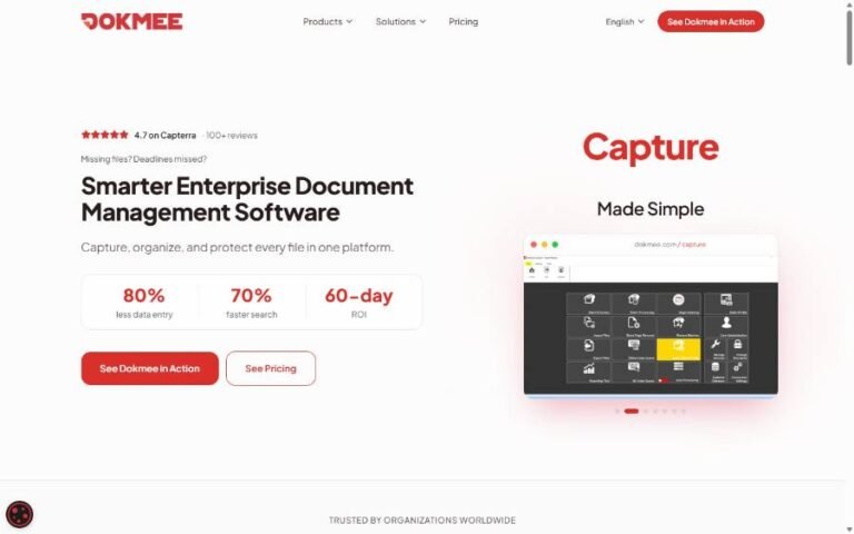 Dokmee enterprise document management software website homepage