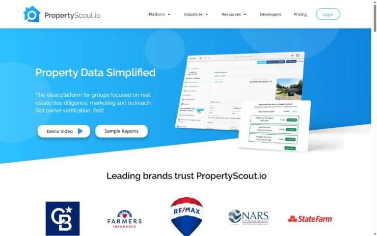 PropertyScout.io property data platform website homepage