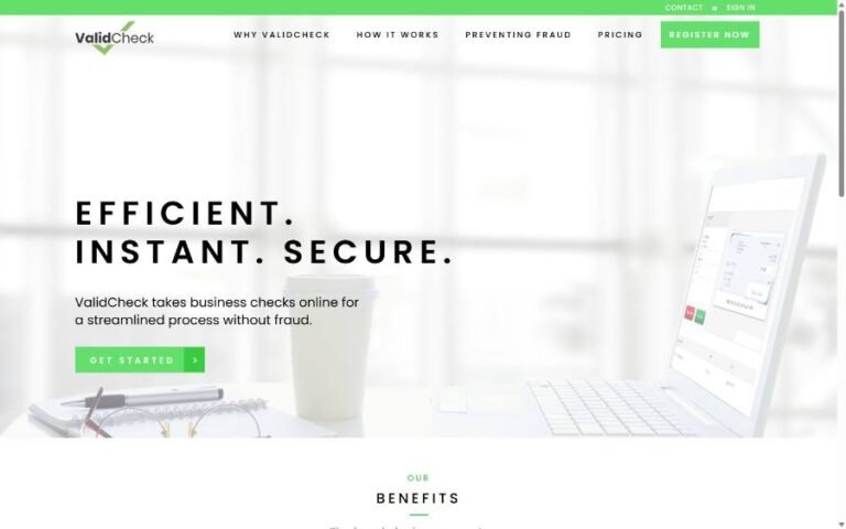 ValidCheck business eCheck payment platform website homepage